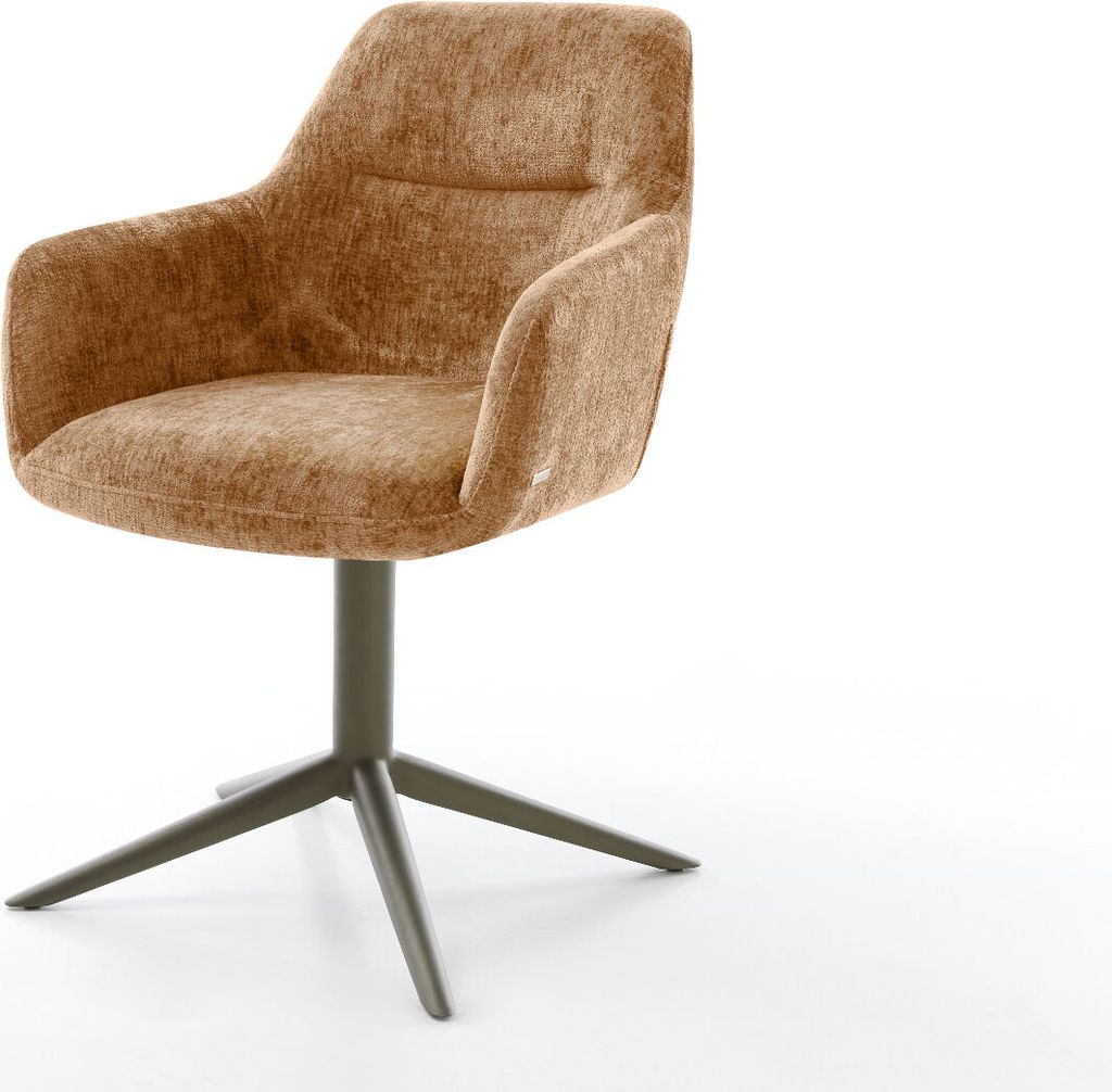 DELIFE Drehstuhl Pejo-Flex Chenille Rost Fußkreuz Effektfinish Titan 360° drehbar Wippfunktion Taschenfederkern