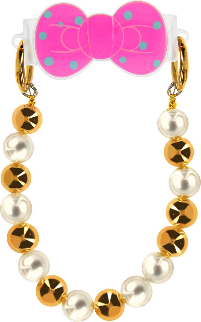 Handyarmband Perlen gold und weiß Universelle Klemme Fliege Design