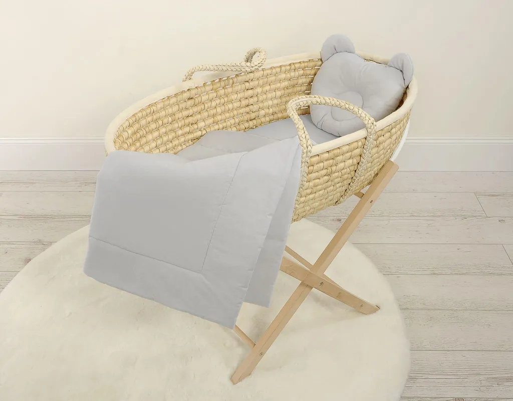 Set de lit bébé 2 pièces gris idéal pour berceau avec coussin ours doux - 5