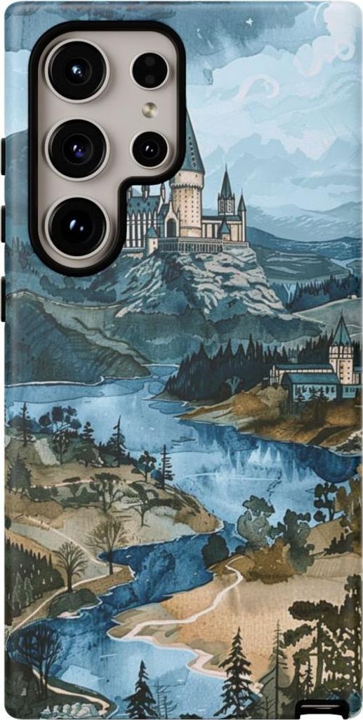 Märchenhafte Burglandschaft im Gouache-Stil – Handyhülle Kompatibel mit Galaxy S24 Ultra