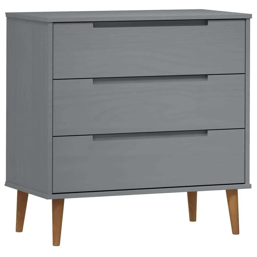 MOLDE Cassettiera in Pino Grigio 80cm: L'eleganza del Legno Vero