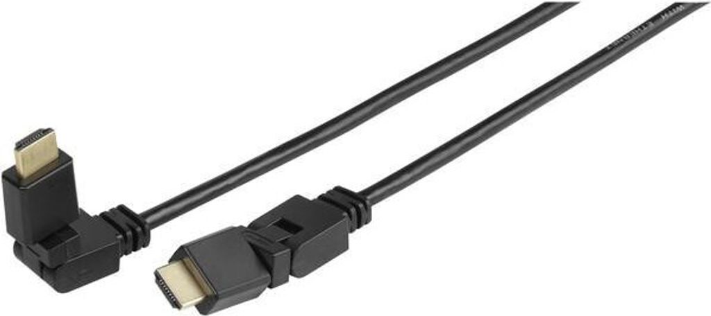 High Speed HDMI Kabel mit Ethernet, 2x 360 Grad HDMI A Stecker, 1,5
