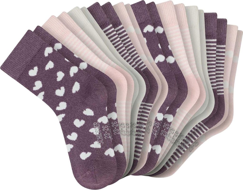 SCHIESSER Mädchen Socken, 10er Pack - "Legwear Kids", Muster, Baumwolmischung Lila 31-34