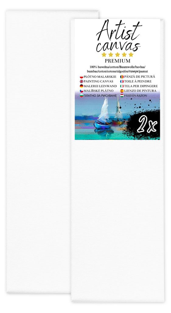 2x Toile sur châssis,100 % coton 280 g/m² apprêtée en blanc Image du produit 