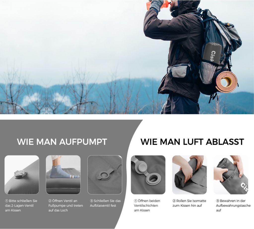 Isomatte Selbstaufblasend,12CM Luftmatratze Camping mit Produktbild 9