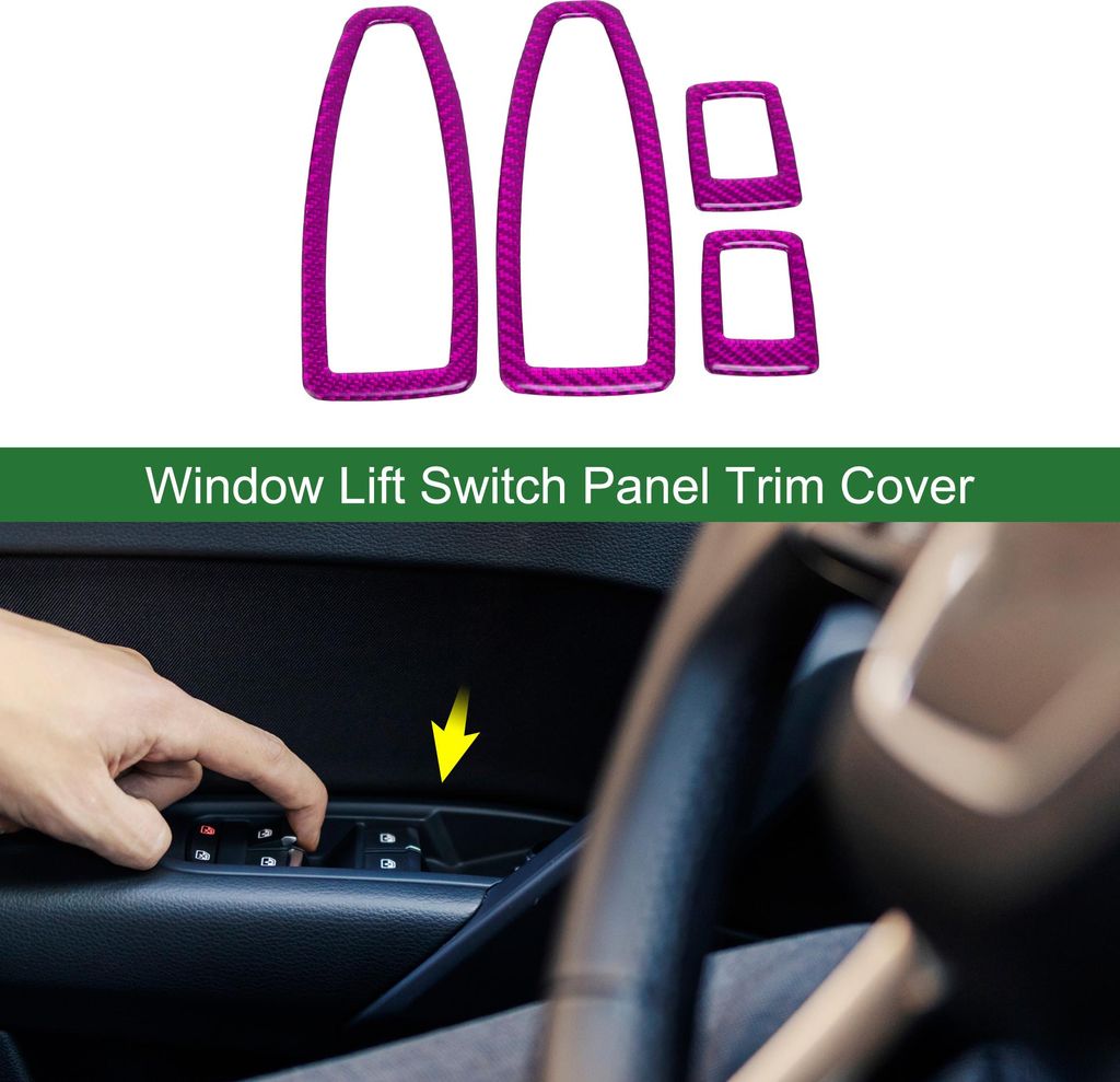 Fensterheber-Schalterpanel-Abdeckung für BMW X1 U11 2023-2024 Vorne Hinten Autotürfenster-Schaltknopf-Aufkleber Kohlefaser Lila