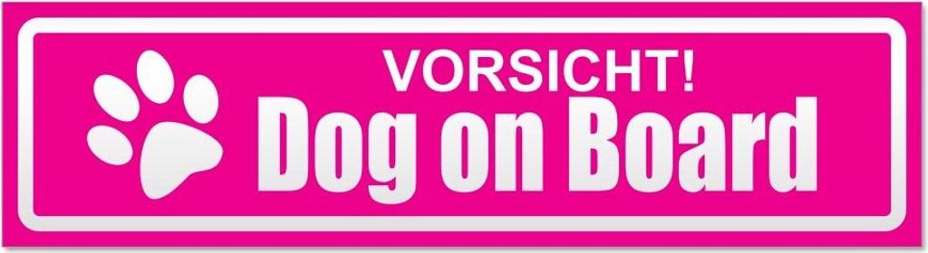 Kiwistar - Autoaufkleber - Pink - 45 x 12 cm - Vorsicht! Dog on Board invertiert - Hinweis Aufkleber Sticker für Auto, Kfz, Fahrrad, PKW, LKW