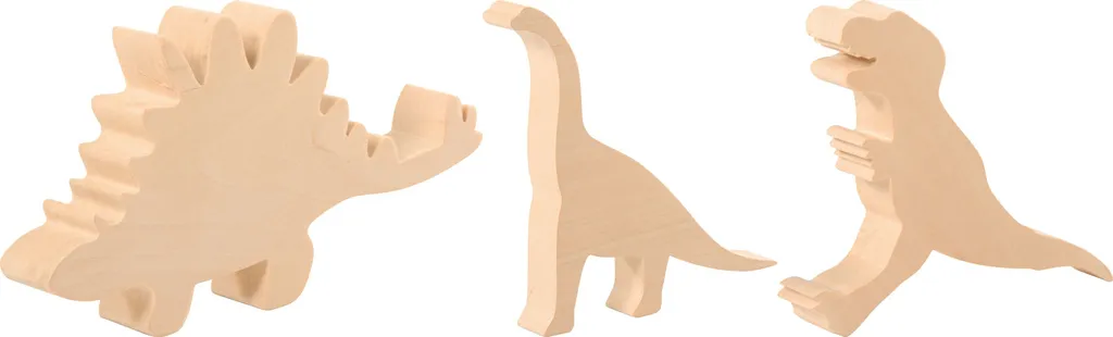 Lot de 3 figurines dinosaures en bois brut à sculpter pour loisirs créatifs