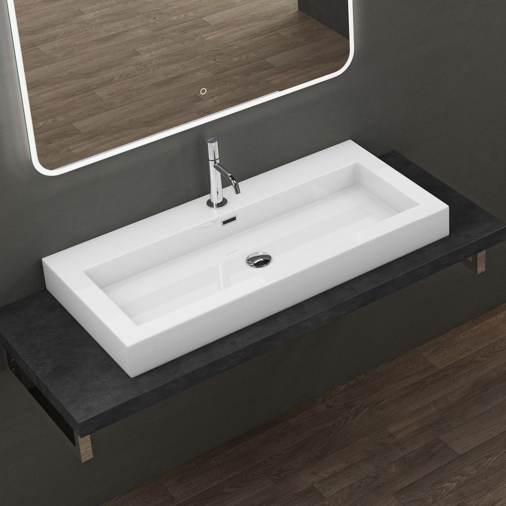 doporro Waschbecken 100x48x10cm Aufsatzwaschbecken Weiß aus Produktbild 
