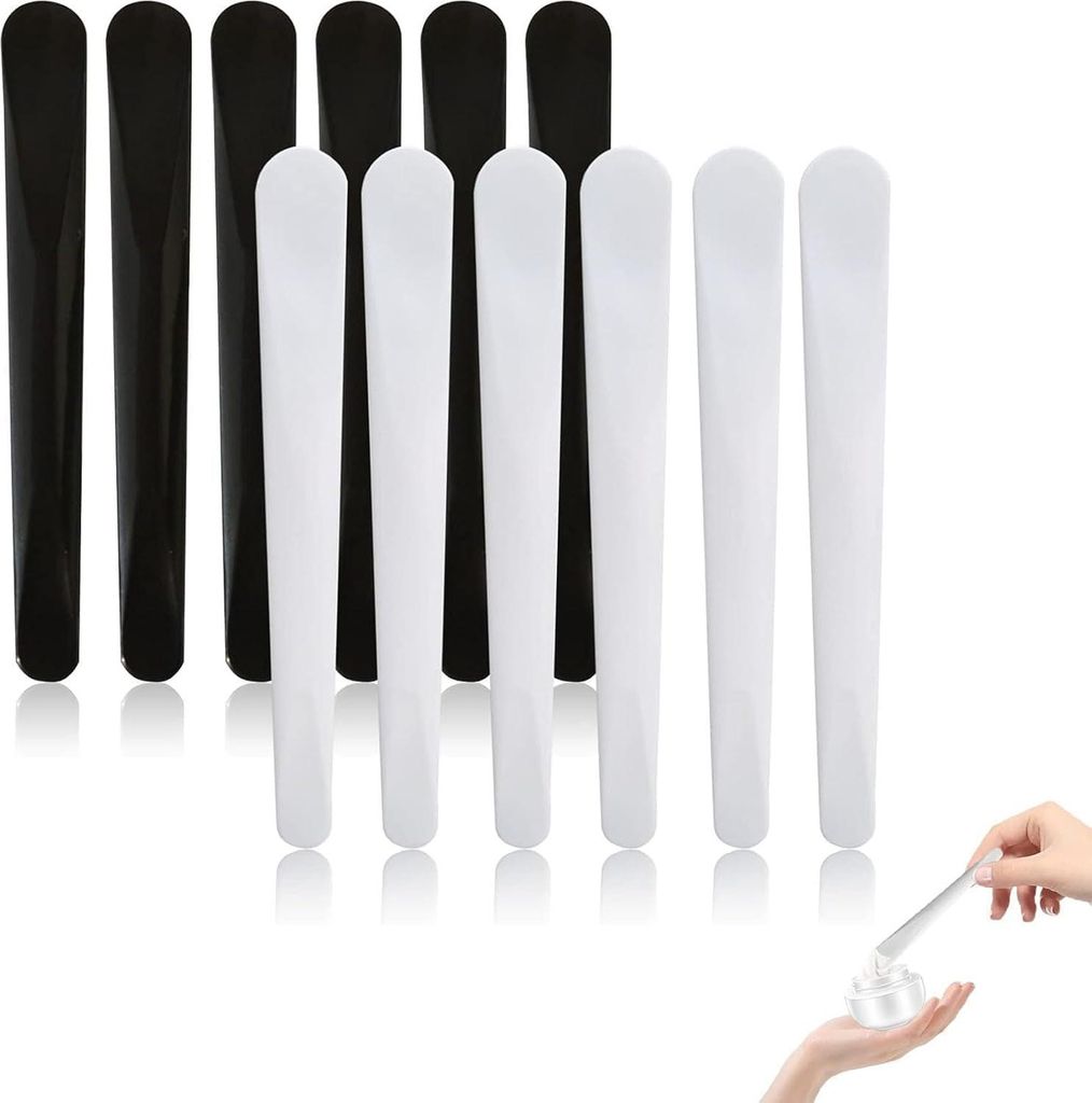 Kosmetikspatel-Set, 12-teilig, 6 schwarze und 6 weiße, unverzichtbare Spatel für Gesichtsmasken, Cremes, perfekt zum Mischen und Proben