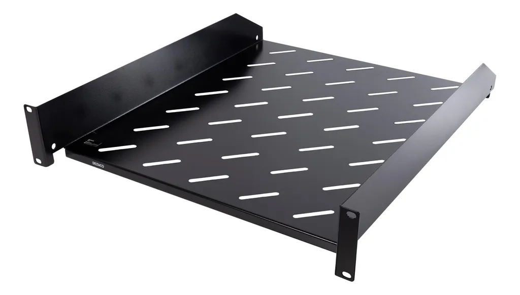 Deltaco étagère fixe 19 pouces 2U 550mm profondeur max 15kg noir