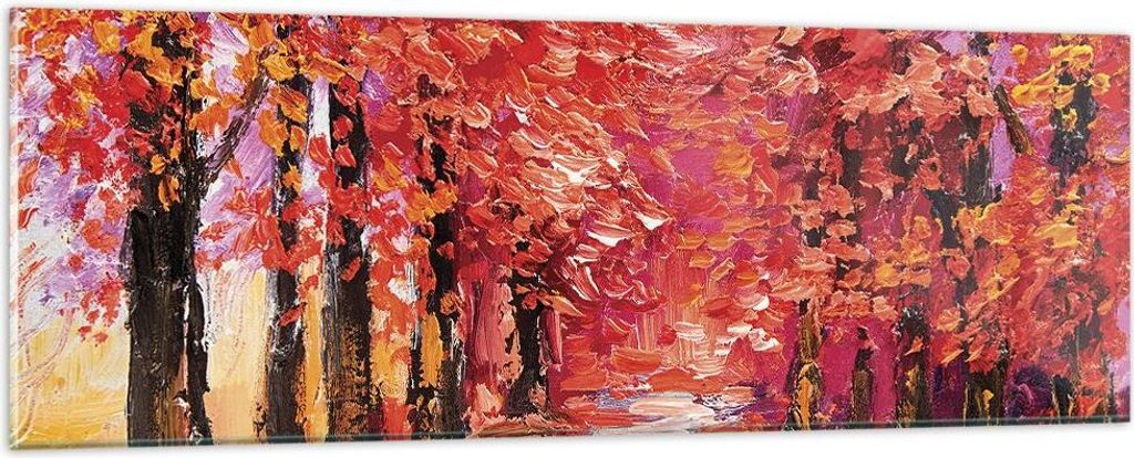 Bilder auf glas - Einteilig - Herbst Park Allee - 90x30cm - Glasbilder - Wandbilder - Bilder - zum Aufhängen bereit - Wanddekoration aus Glas - Gl...