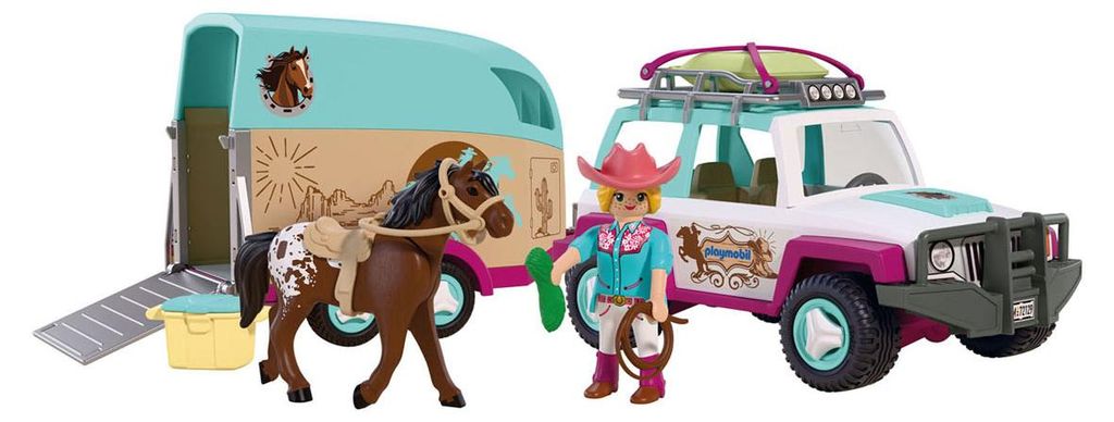 PLAYMOBIL Jeep met paardentrailer, figuur. Geschikt voor Productafbeelding 