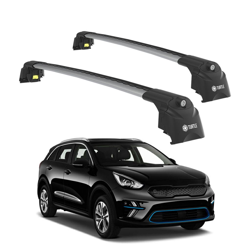 TURTLE DACHTRÄGER AIR-2 , Silber KIA NIRO DE 2017 2018 2019 2020 2021 2022 SUV