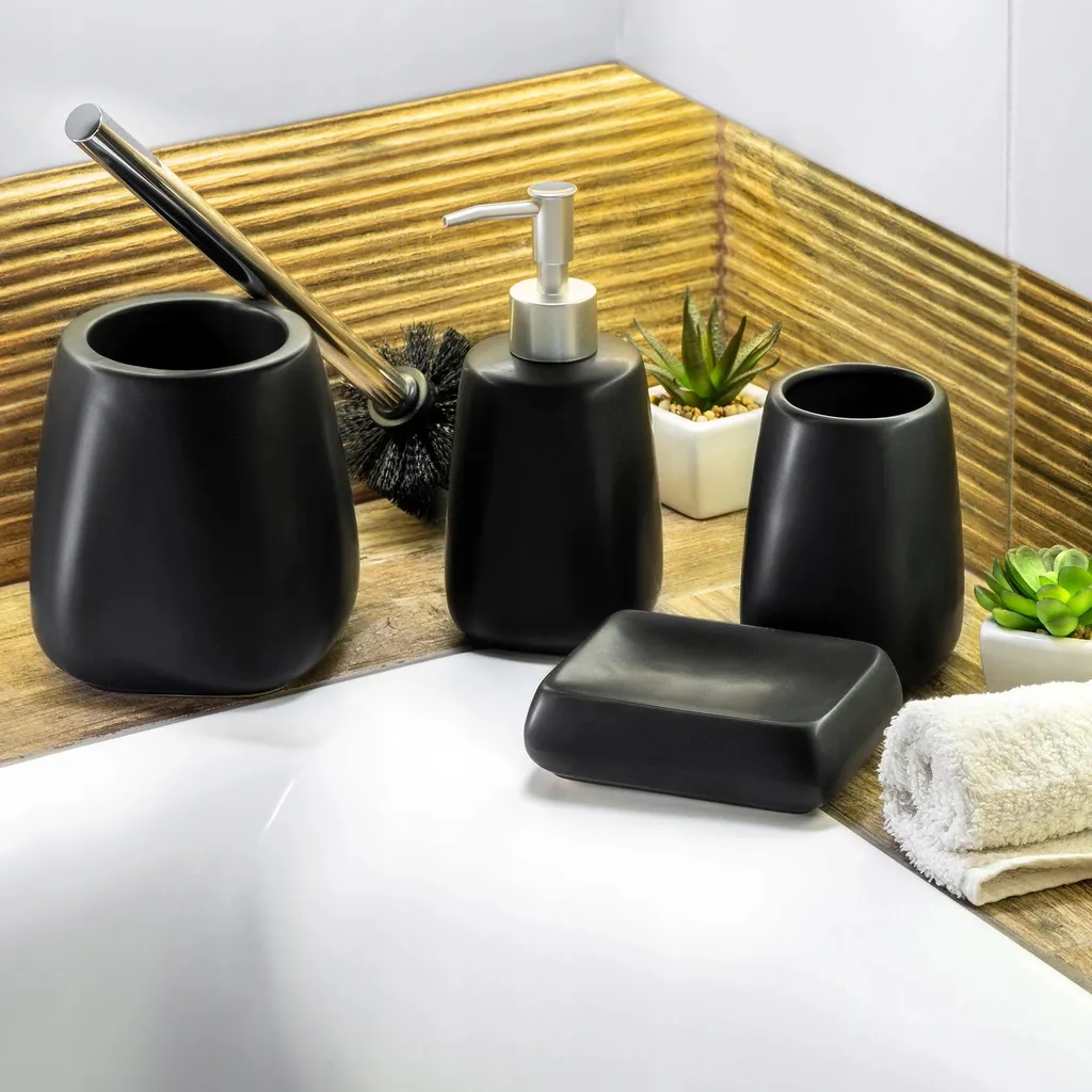 Portaspazzolino Nero Per Bagno Con 3 Scomparti, Organizer Da Piano In Resina Con Fori Di Scolo, Perfetto Per Spazzolini Elettrici E Dentifricio