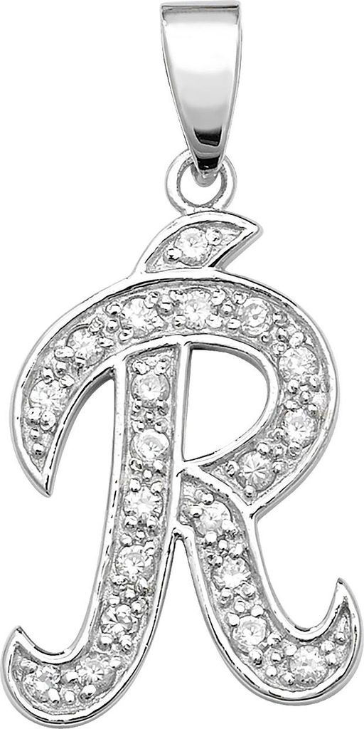 Eleganter 925 Sterling Silber Buchstaben / Initiale Damen - Anhänger mit Zirkonia; TRS35304LTR