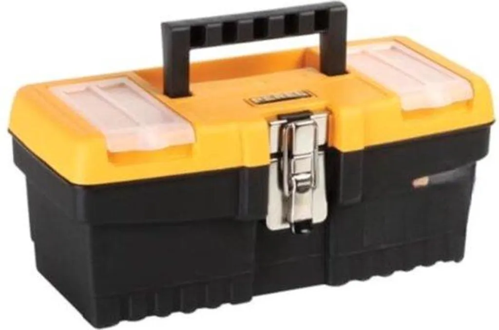 Petite boîte à outils 32cm jaune et noire - Rangement avec poignée solide