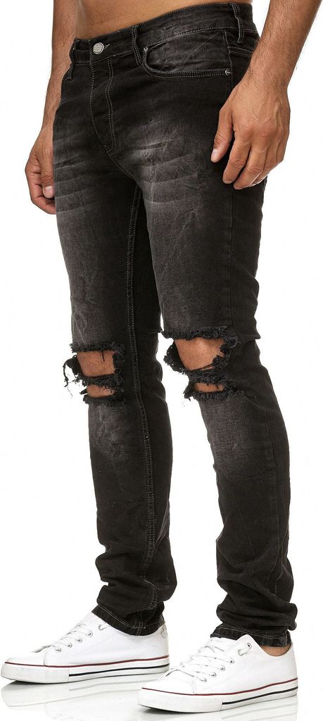 Red Bridge Herren Jeans Hose Destroyed Wrecked Knee Dunkelgrau Schwarz W36 L34