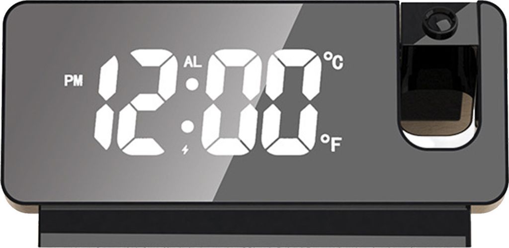 Tragbarer Projektionswecker, Temperatur, Datum, Grossbildanzeige, LED-Digitaluhr, Projektion an Decke und Wand, 180¡ã-Projektor, USB-betriebene Nachttischuhr, leise Schlafuhren fuer Zuhause, Schlafzimmer, Buero, Schreibtisch-Dekoration