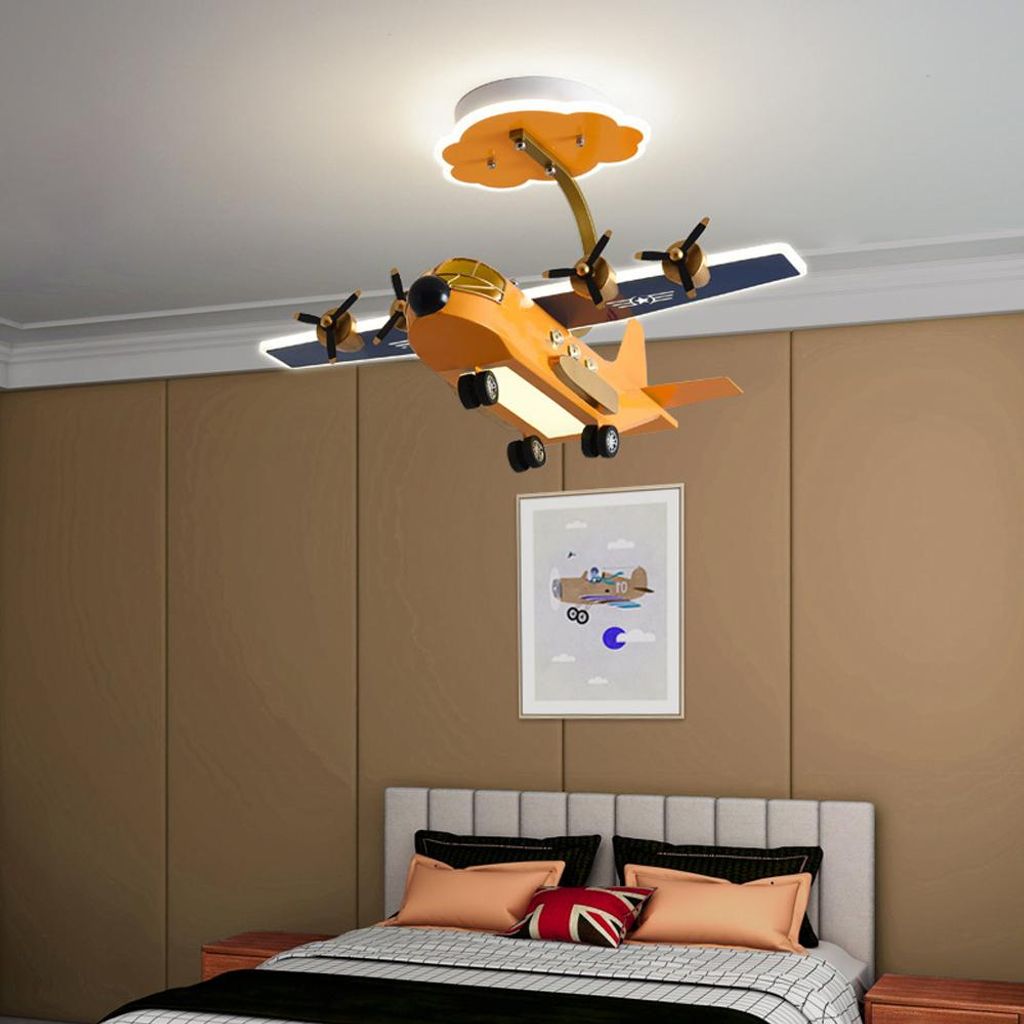 Dekolampe für Kinder, Deckenlampe, Kinderlampe, Kinder-Deckenlampe, Hängelampe, Lampe, Flugzeuglampe Orange L70 × B66 × H45 cm /DYFJD-C/