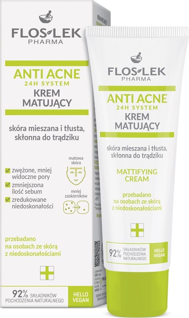 Flos-Lek Anti Akné 24H Systém Matujúci Krém pre zmiešanú a Obrázok produktu 