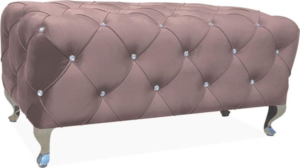 Casa Padrino Barock Sitzbank 100 x 50 x H. 46 cm - Verschiedene Farben - Gepolsterte Bank mit Glitzersteinen und Edelstahl Beinen - Barock Möbel