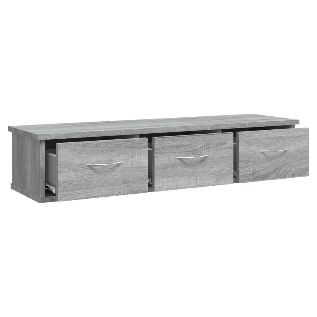 Étagère Murale Grise avec Compartiments de Rangement Bois Composite - 8