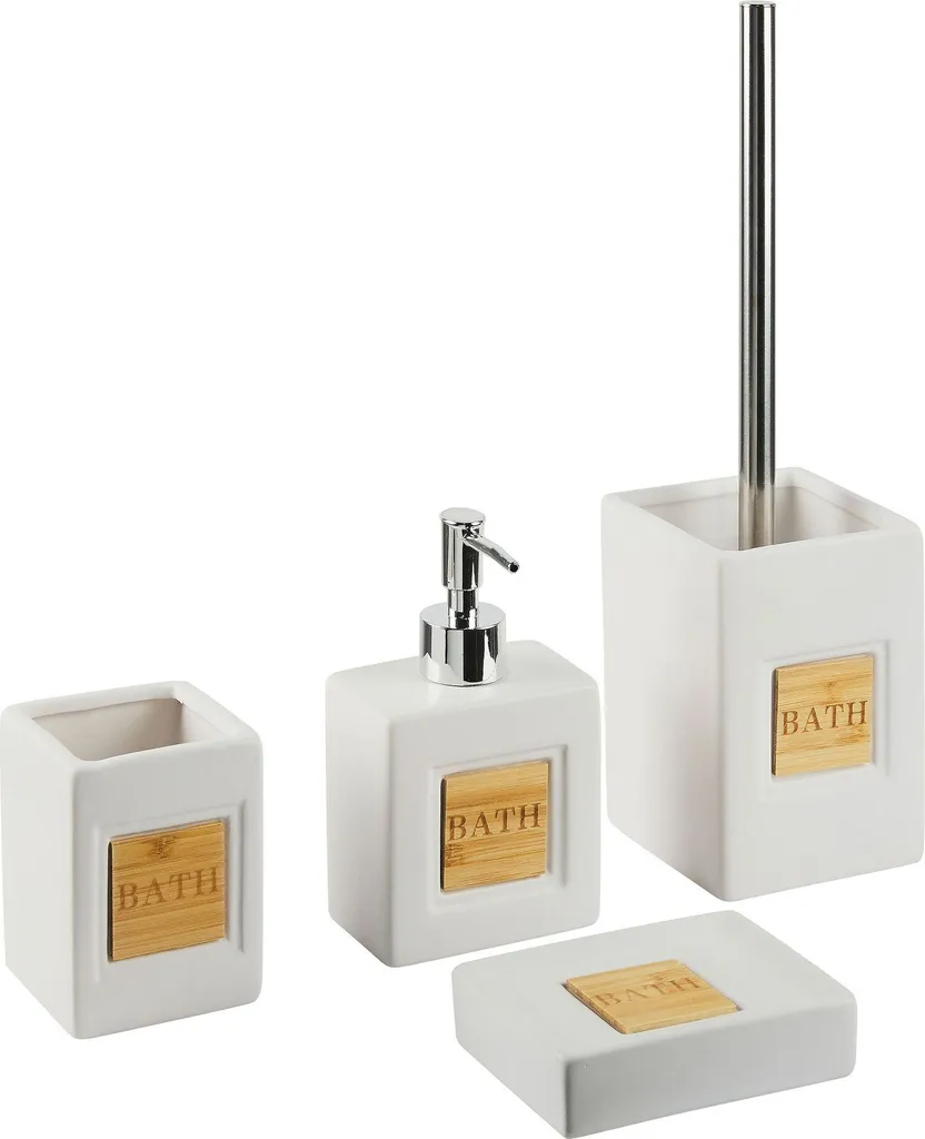 BELIANI Ensemble Accessoires Salle de Bain Beige Mat Plateau Minimaliste