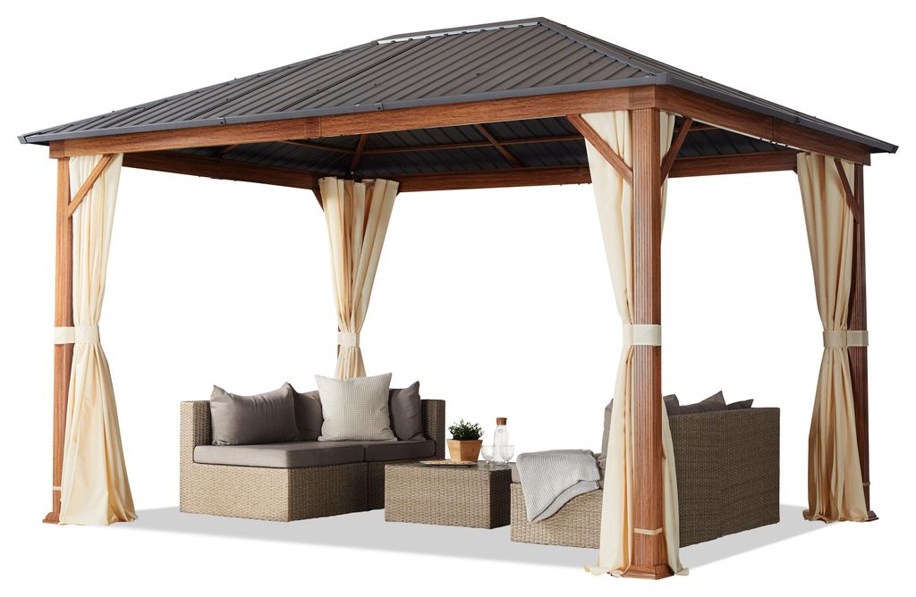 TOOLPORT Tonnelle de jardin 3x4 m aspect bois, toit en Image du produit 