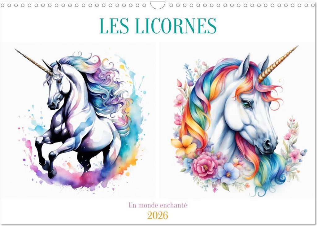 Les licornes (Calendrier mural 2026 DIN A3 vertical), CALVENDO calendrier mensuel