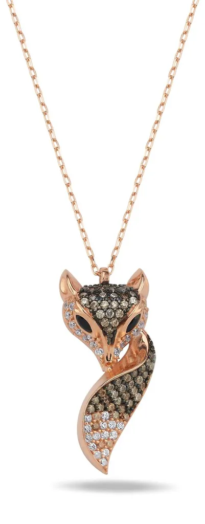 Collier renard argent 925 anti-allergie avec zircone jaune lumineuse