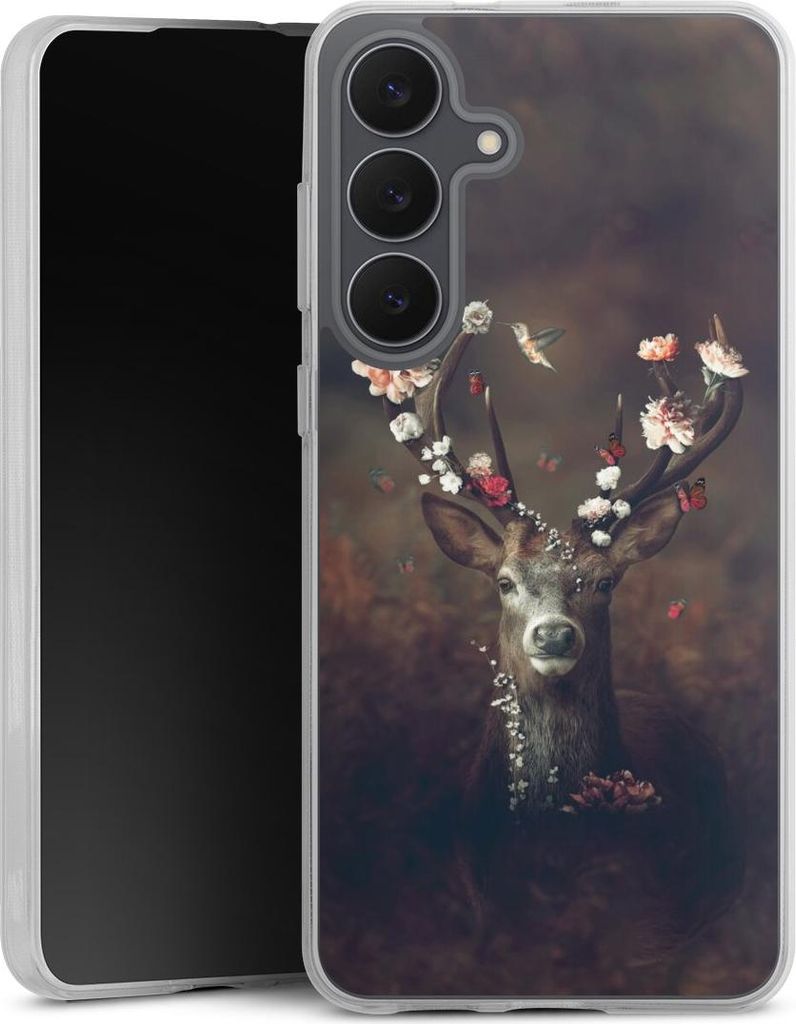 DeinDesign Handyhülle für Samsung Galaxy S25 FE Silikon Hülle Case Smartphone Schutzhülle Blumen Rehe Rentier