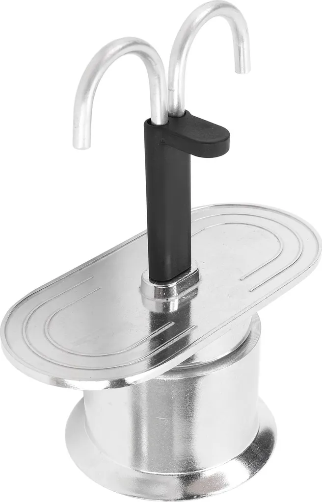 Doppelkopf-Kaffeekanne 100ml Aluminiumlegierung DIY Mini Italienisch Doppelkopf Herdplatte Kaffeemaschine für Home Cafe Runde Basis