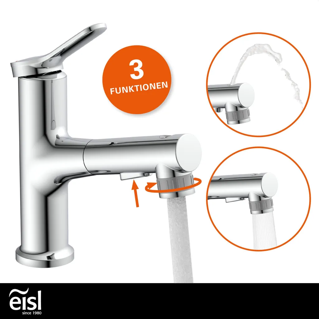 Mitigeur lavabo EISL VARIABILE avec douchette extractible chromé chic - 3