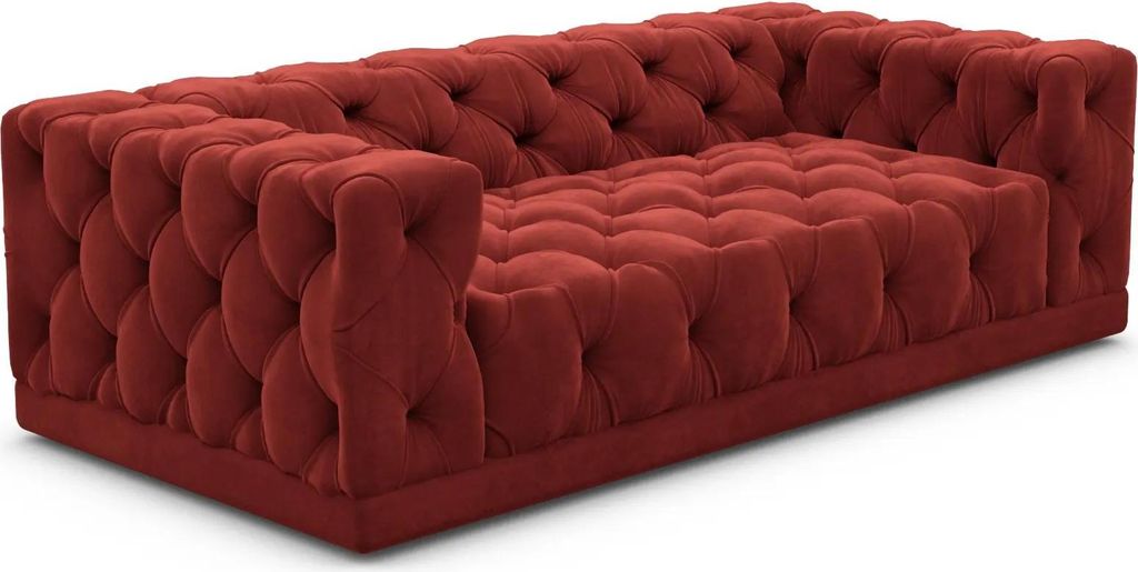 Samtstoff 3-Sitzer Couch Meliva Rot