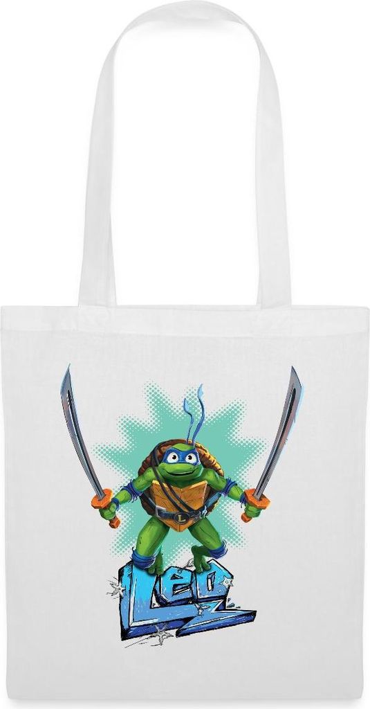 Spreadshirt TMNT Mutant Mayhem Turtle Leo Stoffbeutel, One size, Weiß