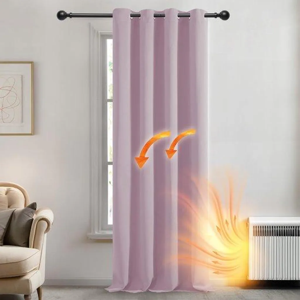 Rideau occultant thermique rouge clair 132x160 pour fenêtre de séjour