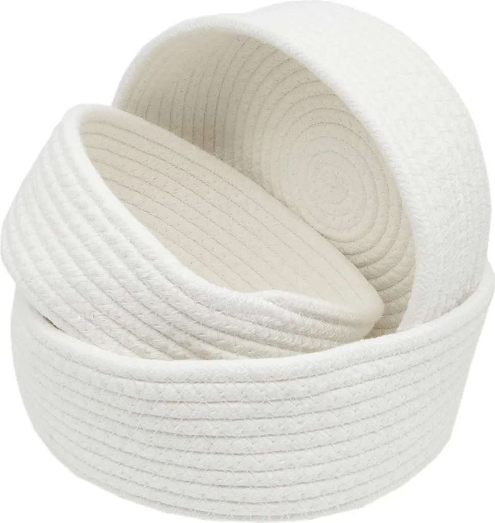 Panier de rangement en corde de coton lot de 3 tailles pour armoire
