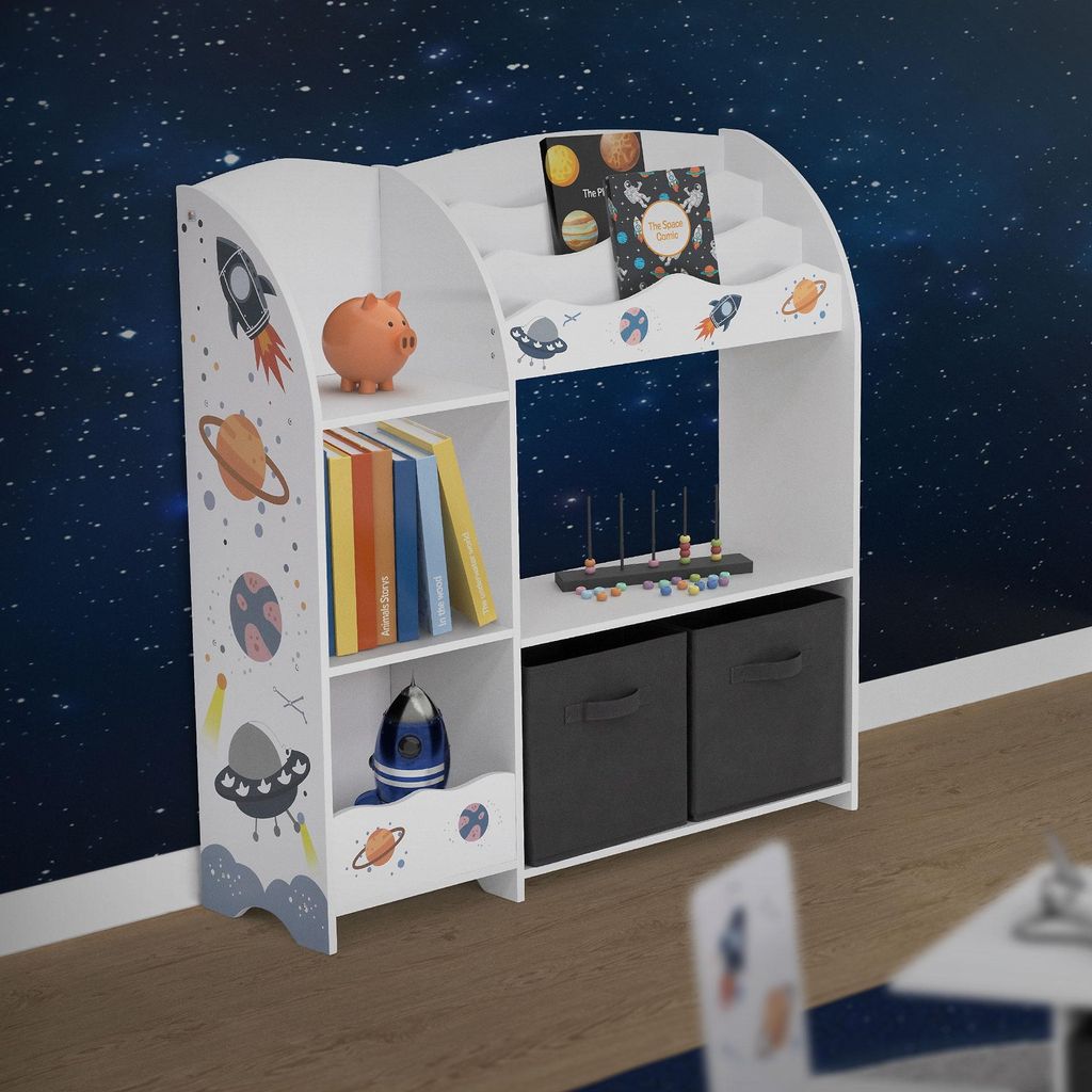 Joyz regál s priestorovým motívom, 93x30x98 cm, biely, Obrázok produktu 