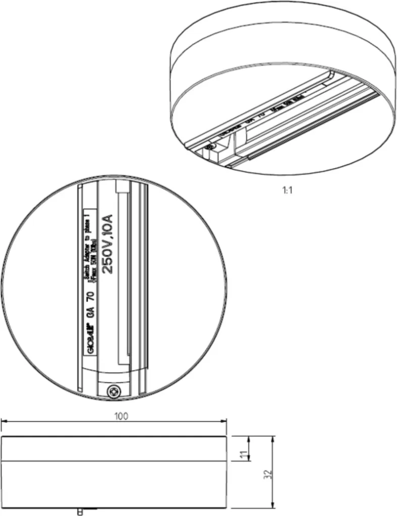 Adaptateur de plafond encastrable blanc pour rail triphasé pro