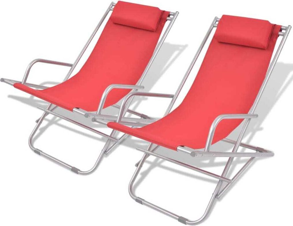 Liegestühle 2 Stk. Stahl Rot , Gartenliegen Design 2024