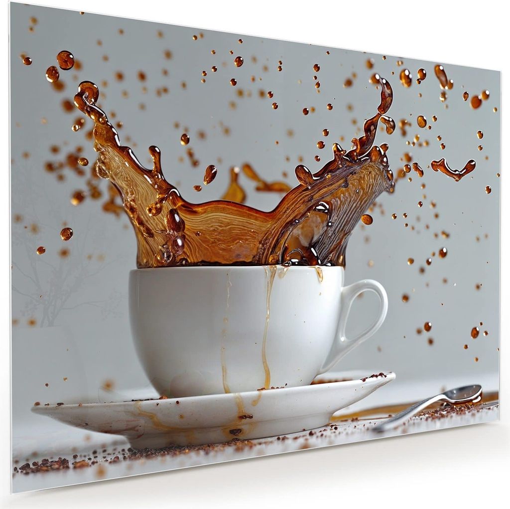 Glasbild 120x90cm in XXL für Wohnzimmer, Schlafzimmer Motiv Kaffeeexplosion