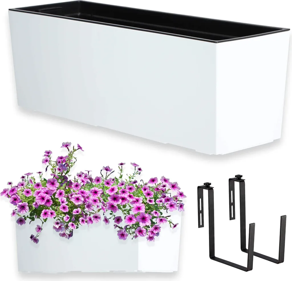 Pot de fleurs Fontana 56 cm blanc avec insert amovible et motif lisse
