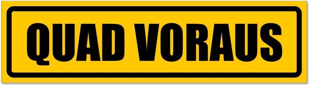 Kiwistar - Autoaufkleber - Gelb - Schwarz - 45 x 12 cm - Quad voraus invertiert - Hinweis Aufkleber Sticker für Auto, Kfz, Fahrrad, PKW, LKW