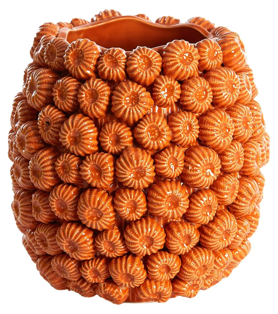 Vase orange rond en céramique Light&living Faliro design épuré