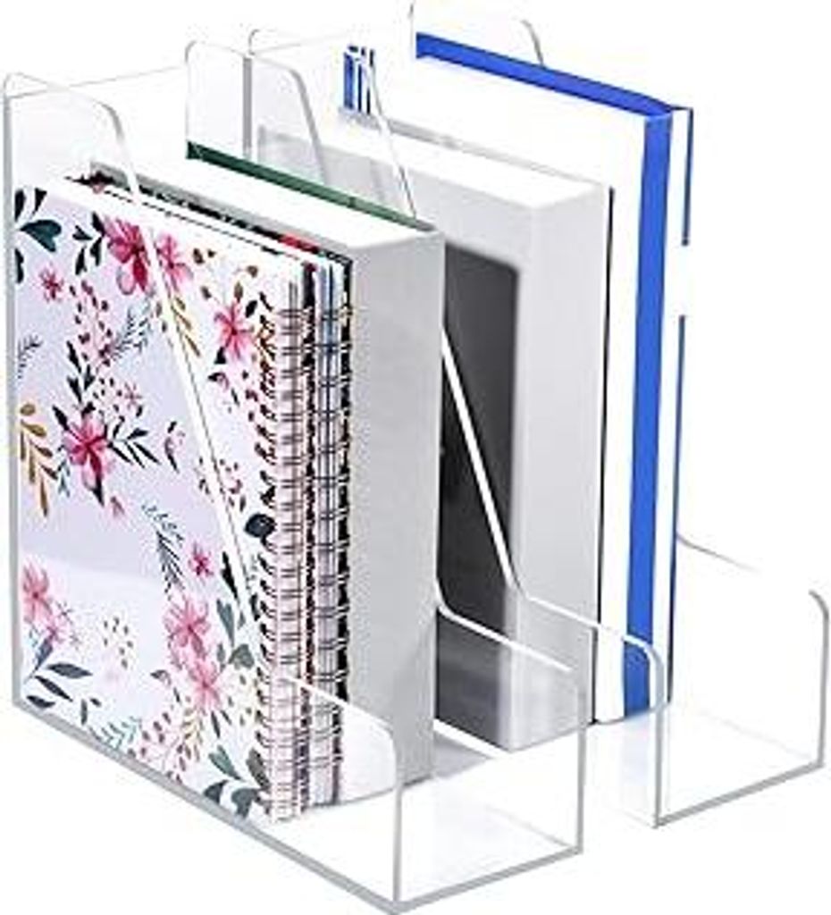 2 Stück Zeitschriftenhalter, durchsichtiger Aktenhalter aus Acryl, Schreibtisch-Organizer, vertikaler Zeitschriftenständer für Home Office und S...