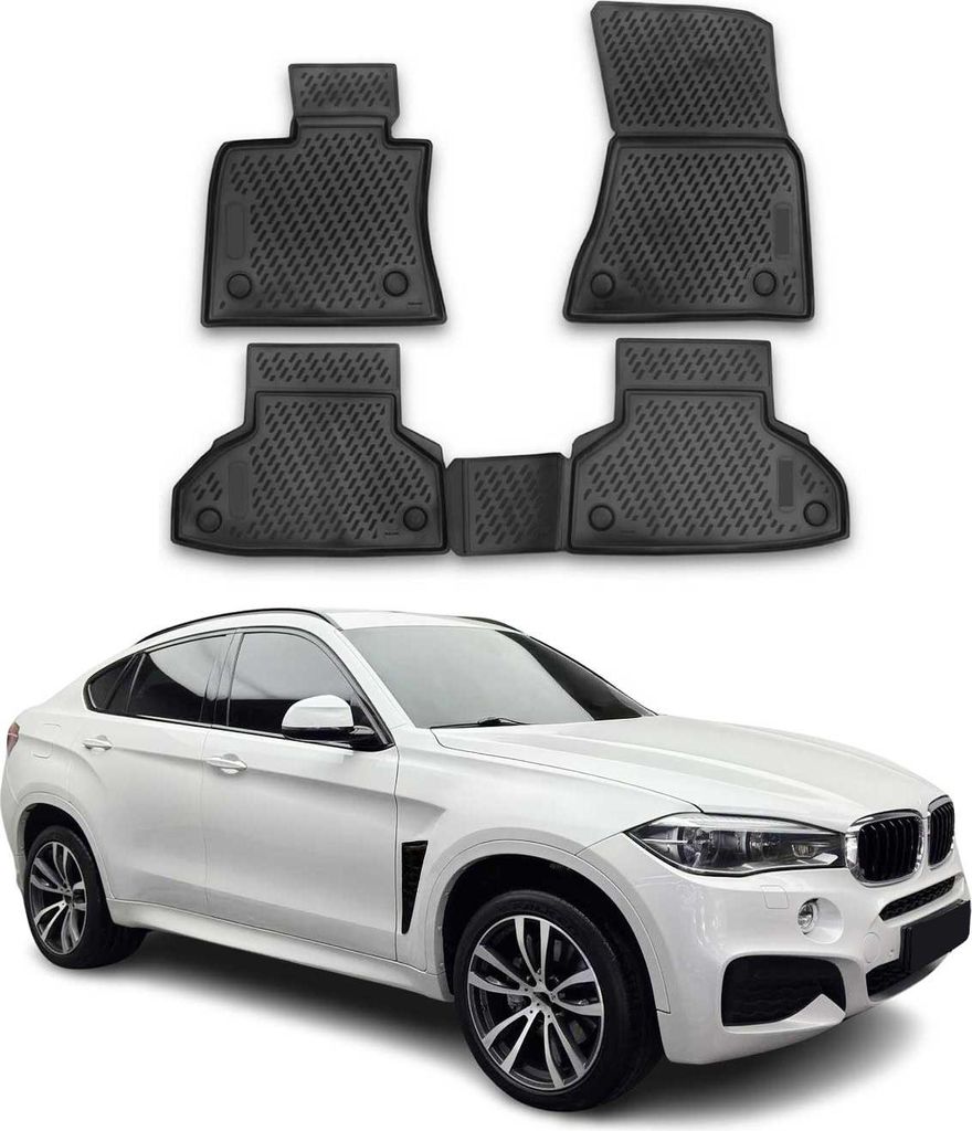 2014-2019 BMW X6 F16 F86 Fußmatten TPE Schwarz 4 tlg Produktbild 
