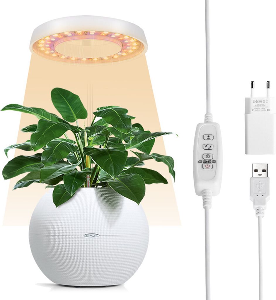 (Engelsring) Pflanzenlampe LED Pflanzenlicht USB Pflanzenlicht, Höhenverstellbare Wachstumslampe Grow Lampenkopf Dimmbar Vollspektrum für Zimmerp...