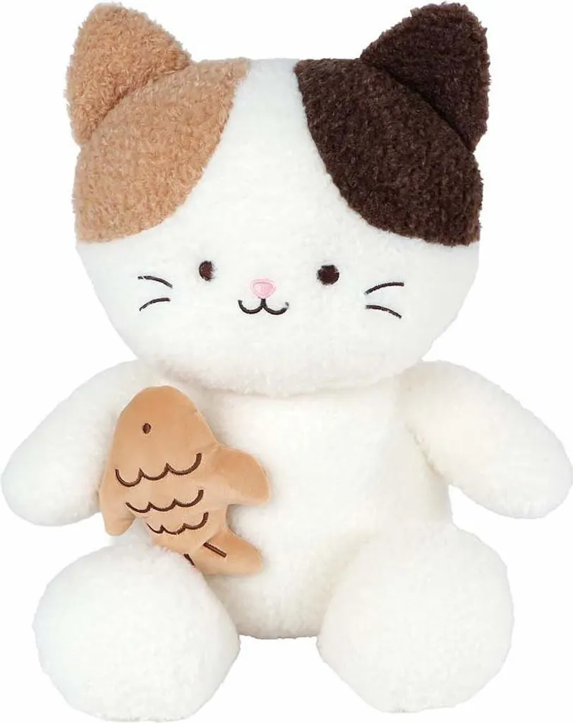 Doudou Chat 55 cm avec Poisson : Compagnon pour Sommeil et Sommeil