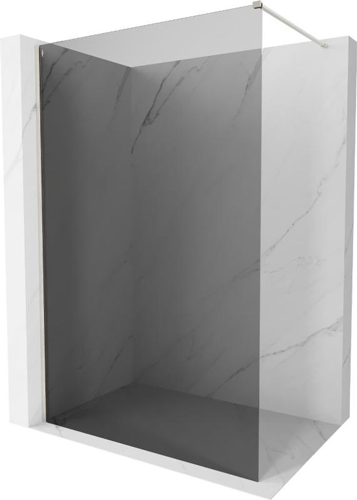 Mexen Kioto-X Duschwand Walk-in 70 x 200 cm, Graphit 10 mm, gebürsteter Nickel - 800-070-101-97-40-X